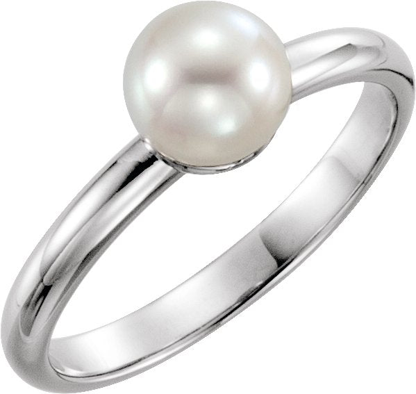 Platinum Cultured White Freshwater Pearl Freshwater Pearl Ring