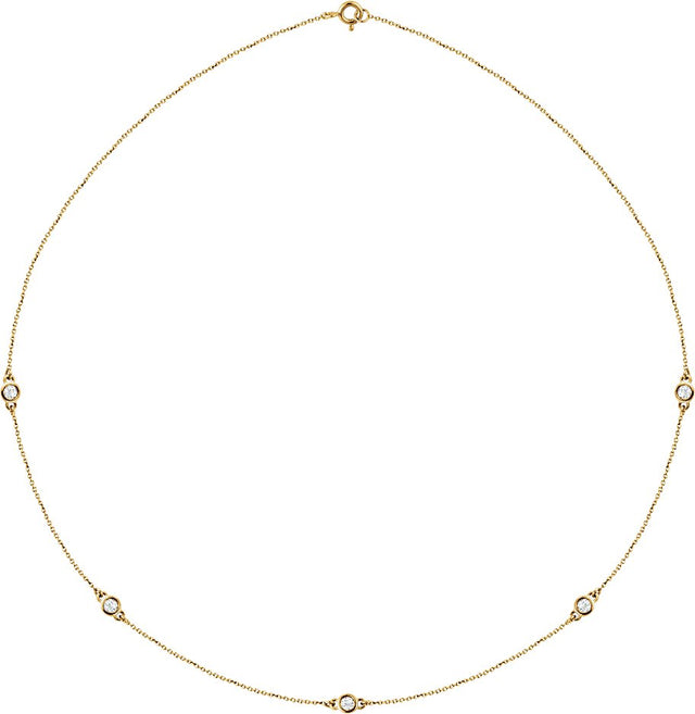 14K Gold Lab-Grown Diamond Bezel-Set Station Necklace - Yellow Gold