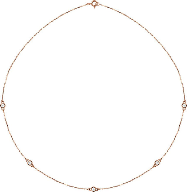 14K Gold Lab-Grown Diamond Bezel-Set Station Necklace - Rose Gold