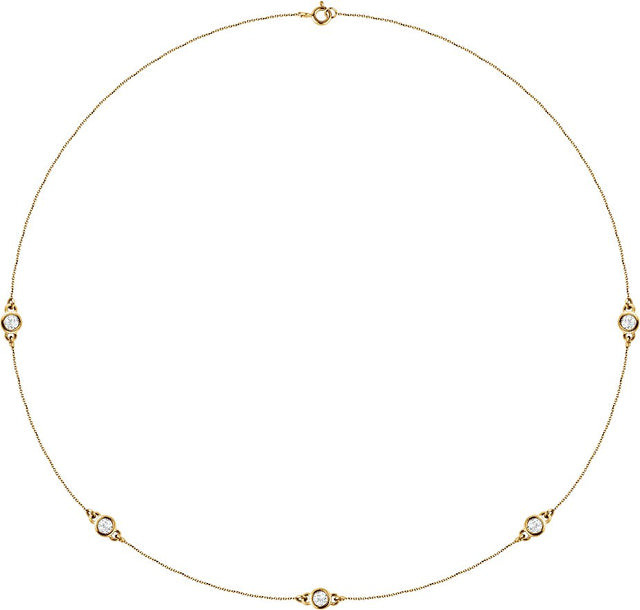 14K Gold Lab-Grown Diamond Bezel-Set Station Necklace - Yellow Gold