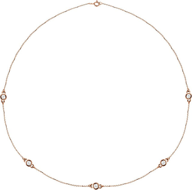 14K Gold Lab-Grown Diamond Bezel-Set Station Necklace - Rose Gold