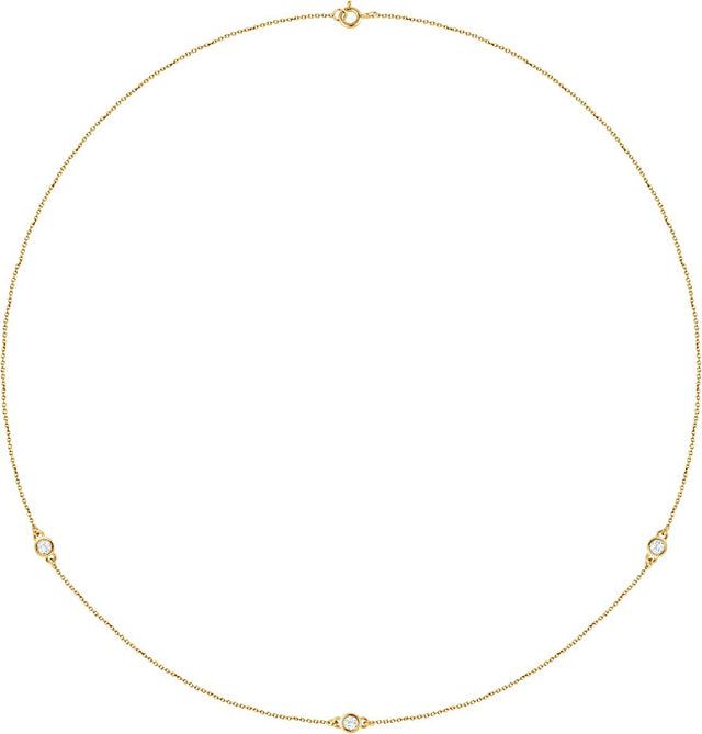14K Gold Lab-Grown Diamond Bezel-Set Station Necklace - Yellow Gold