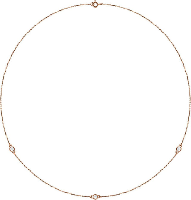 14K Gold Lab-Grown Diamond Bezel-Set Station Necklace - Rose Gold