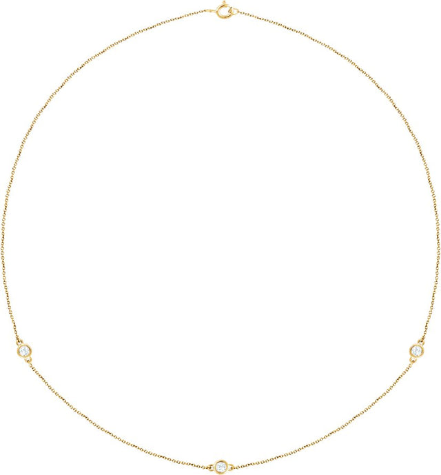 14K Gold Lab-Grown Diamond Bezel-Set Station Necklace - Yellow Gold