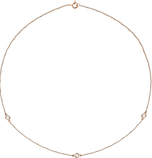 14K Gold Lab-Grown Diamond Bezel-Set Station Necklace - Rose Gold