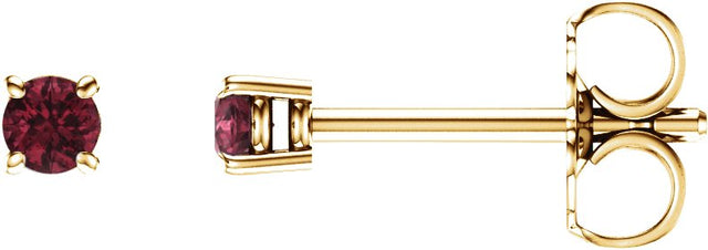 14K Gold Natural Mozambique Garnet Round 4-Prong Lightweight Stud Earrings – 2.5-8mm Stones - Yellow Gold