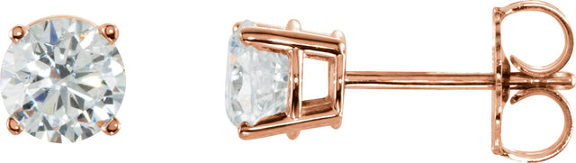 14K Gold Lab-Grown Diamond Round 4-Prong Lightweight Stud Earrings – 4 CTW - Rose Gold