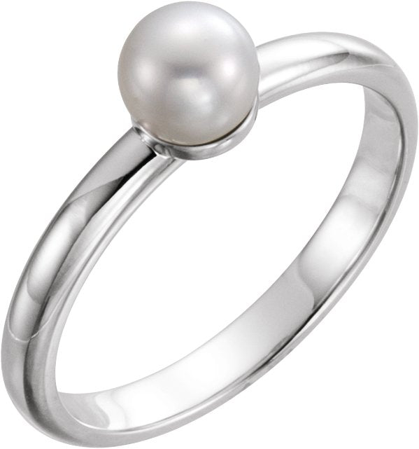 Platinum Cultured White Freshwater Pearl Freshwater Pearl Ring
