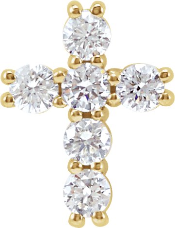 14K Gold Round Lab-Grown Diamond Cross Necklace or Pendant – up to 9/10 CTW - Yellow Gold