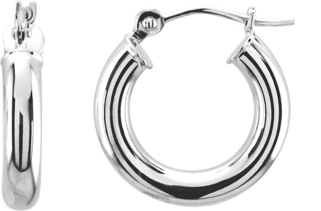 14K Gold Tube Hoop Earrings II - White Gold
