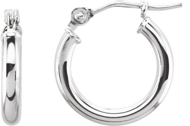 14K Gold Tube Hoop Earrings - White Gold
