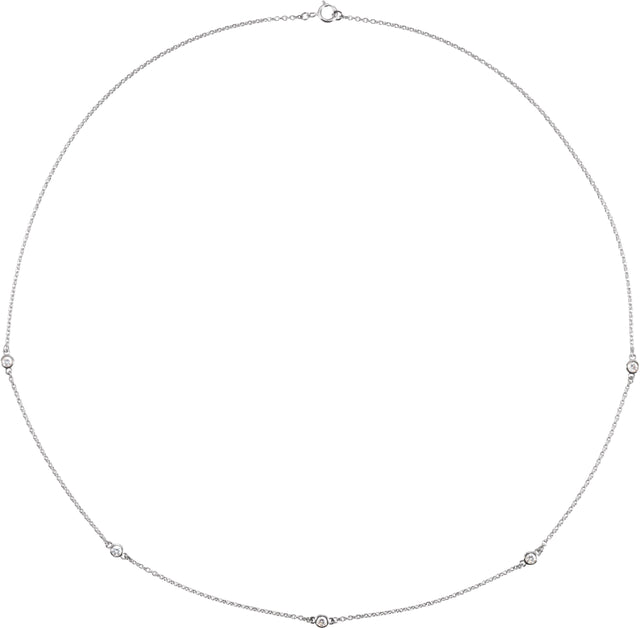 14K Gold Lab-Grown Diamond Bezel-Set Station Necklace - White Gold
