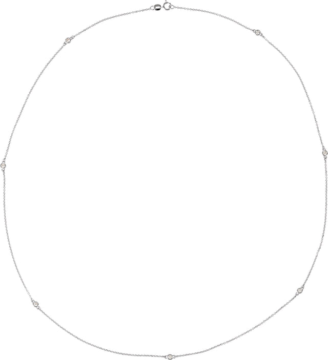 14K Gold Lab-Grown Diamond Bezel-Set Station Necklace - White Gold