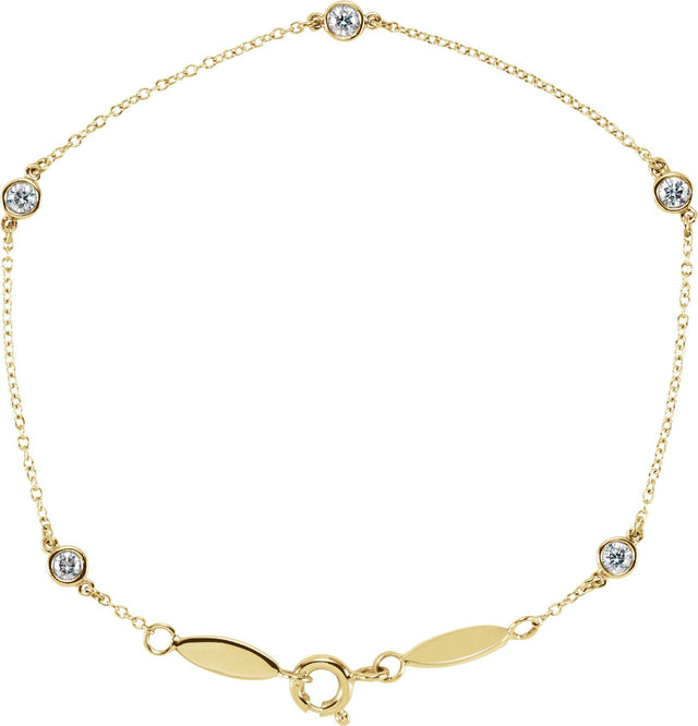 14K Gold Round Lab-Grown Diamond Bezel-Set Five-Station Bracelet - Yellow Gold