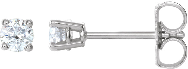 Platinum Natural Diamond Round 4-Prong Lightweight Stud Earrings