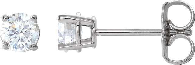 Platinum Natural Diamond Round 4-Prong Lightweight Stud Earrings