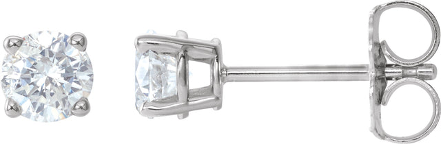 Platinum Natural Diamond Round 4-Prong Lightweight Stud Earrings