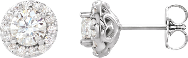 14K Gold Natural Diamond Round 4-Prong Halo-Style Earrings – 4-6mm Stones - White Gold