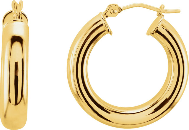 14K Gold Tube Hoop Earrings III - Yellow Gold