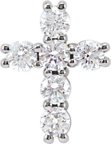 Platinum Round Natural Diamond Cross Necklace or Pendant – up to 1 3/8 CTW