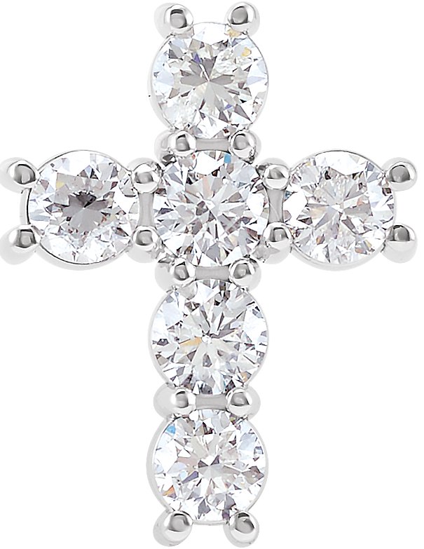 Platinum Round Natural Diamond Cross Necklace or Pendant – up to 1 3/8 CTW