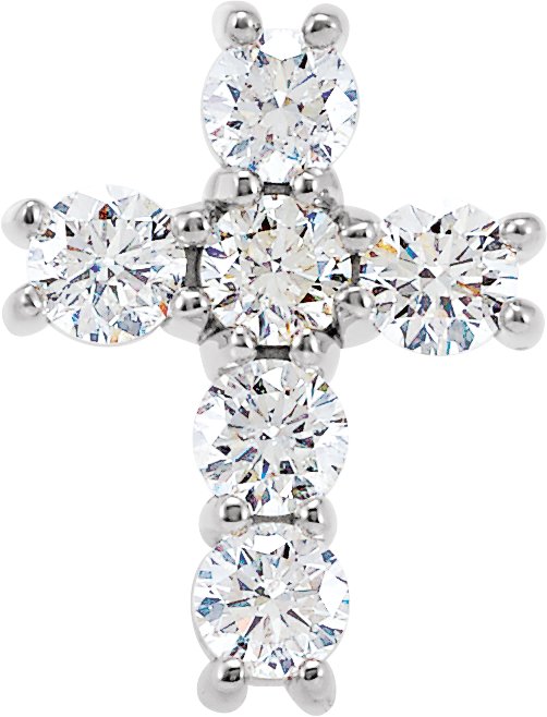 Platinum Round Natural Diamond Cross Necklace or Pendant – up to 1 3/8 CTW
