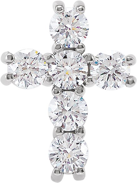 Platinum Round Natural Diamond Cross Necklace or Pendant – up to 1 3/8 CTW