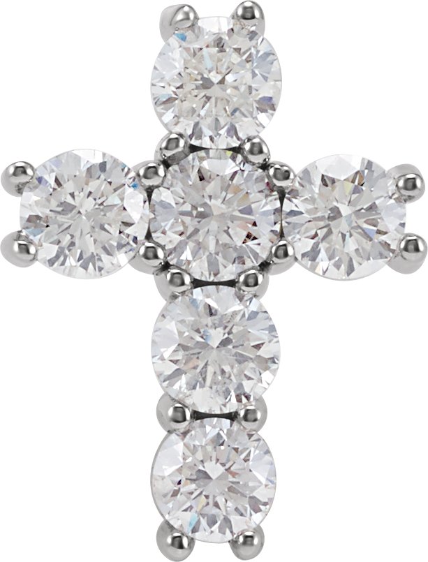 Platinum Round Natural Diamond Cross Necklace or Pendant – up to 1 3/8 CTW