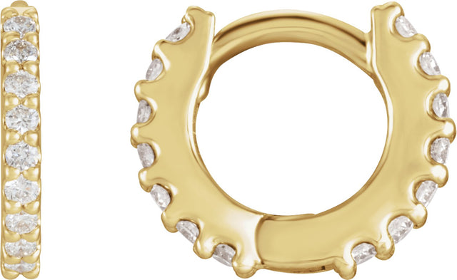 14K Gold Round Natural Diamond Accented Huggie Earrings – up to 1/4 CTW - Yellow Gold