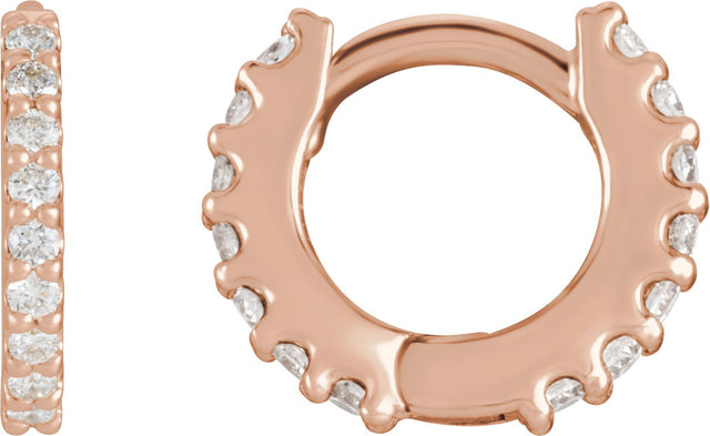 14K Gold Round Natural Diamond Accented Huggie Earrings – up to 1/4 CTW - Rose Gold