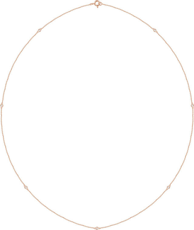 14K Gold Lab-Grown Diamond Bezel-Set Station Necklace - Rose Gold