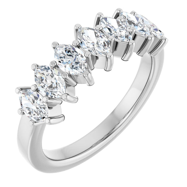 14K Gold Lab-Grown Diamond Seven-Stone Anniversary Band - White Gold