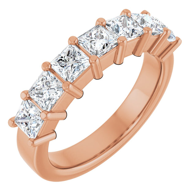 14K Gold Lab-Grown Diamond Seven-Stone Anniversary Band - Rose Gold