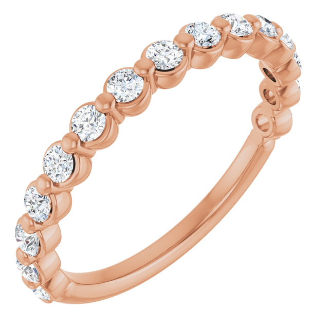 14K Gold Natural Diamond Shared-Prong Anniversary Band – 1/4–3/8 CTW - Rose Gold