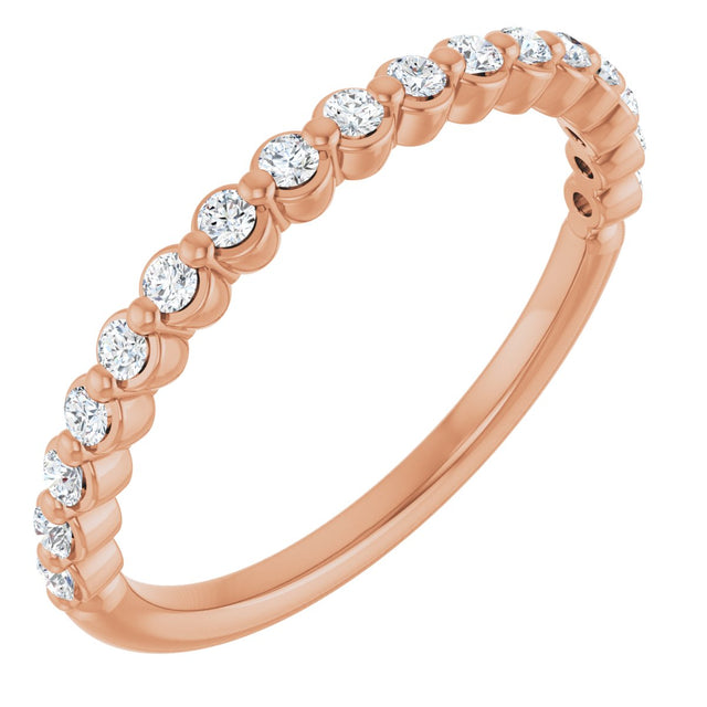 14K Gold Natural Diamond Shared-Prong Anniversary Band – 1/4–3/8 CTW - Rose Gold