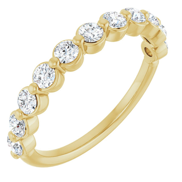 14K Gold Natural Diamond Shared-Prong Anniversary Band – 5/8–9/10 CTW - Yellow Gold