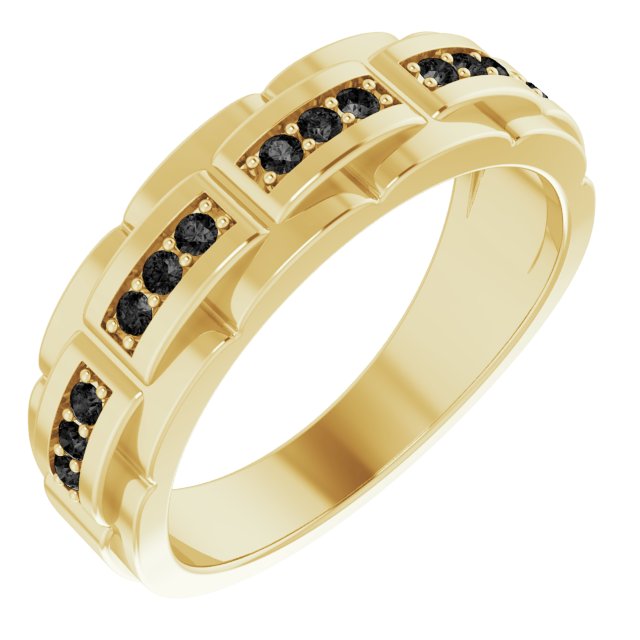 14K Gold Natural Black Diamond Accented Ring – 1/4 CTW - Yellow Gold
