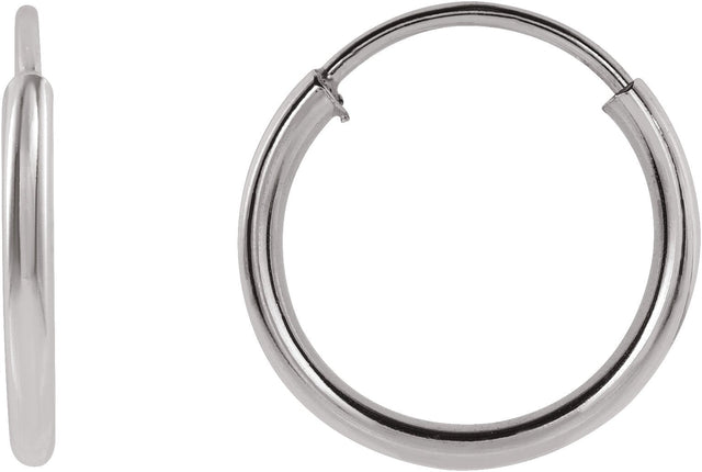 14K Gold Flexible Endless Tube Hoop Earrings - White Gold