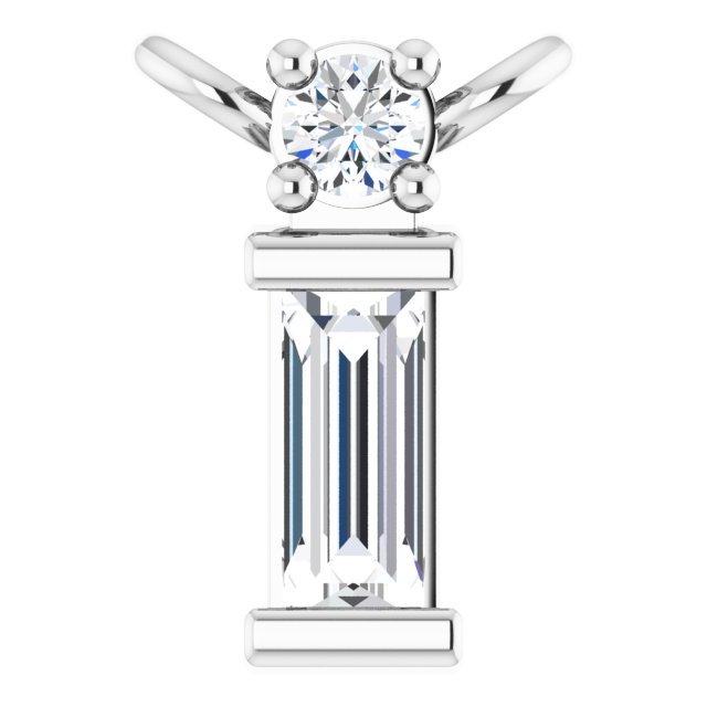 Platinum Straight Baguette Natural Diamond Baguette Bar Necklace – up to 0.05 CTW