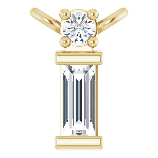 14K Gold Straight Baguette Natural Diamond Baguette Bar Necklace – up to 0.05 CTW - Yellow Gold