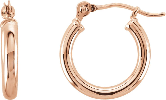 14K Gold Tube Hoop Earrings - Rose Gold