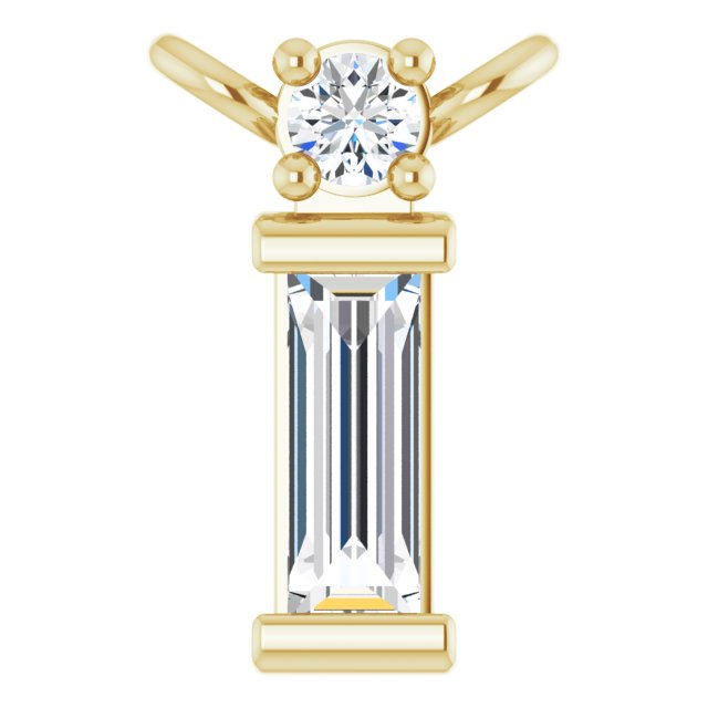 14K Gold Straight Baguette Natural Diamond Baguette Bar Necklace – up to 0.05 CTW - Yellow Gold