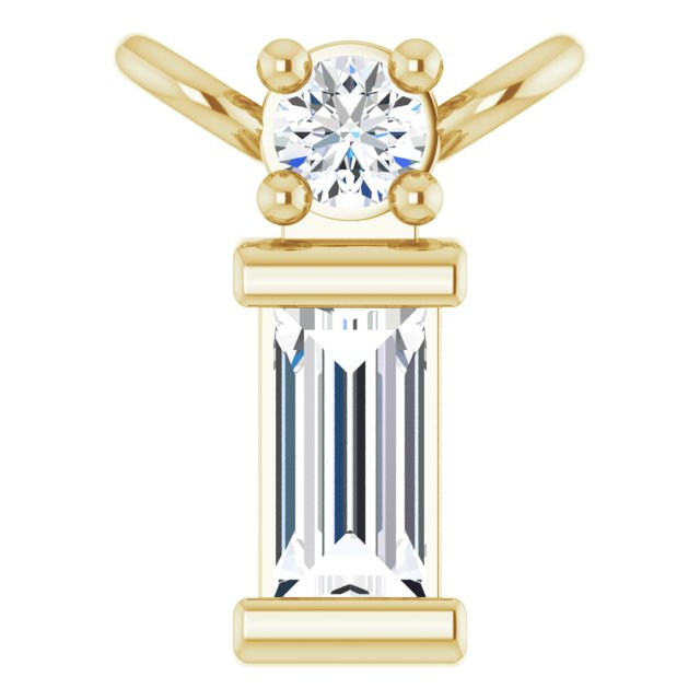 14K Gold Straight Baguette Natural Diamond Baguette Bar Necklace – up to 0.05 CTW - Yellow Gold