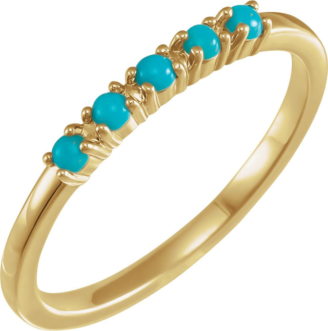 14K Gold Natural Turquoise Cabochon Stackable Ring - Yellow Gold