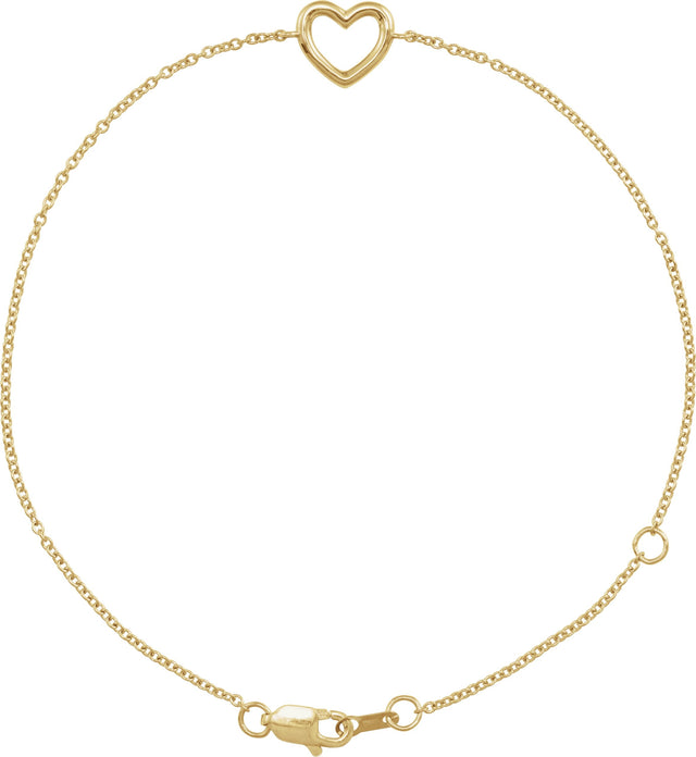 14K Gold Heart Bracelet – 12.1x8mm - Yellow Gold