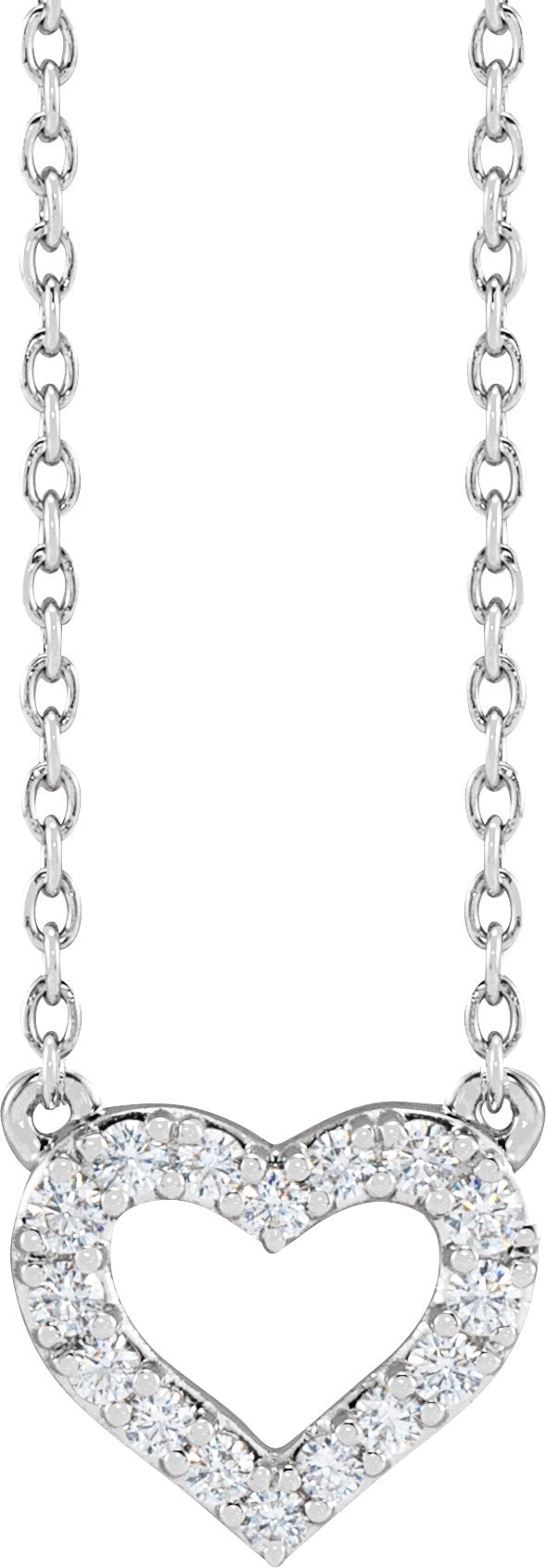 14K Gold Lab-Grown Diamond Heart Necklace - White Gold