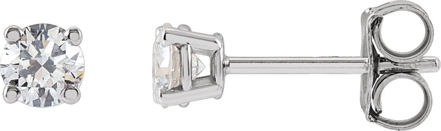 14K Gold Lab-Grown Diamond Round 4-Prong Lightweight Stud Earrings – 2.5-7.25mm Stones - White Gold