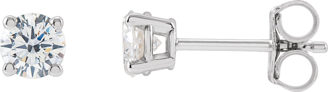 14K Gold Lab-Grown Diamond Round 4-Prong Lightweight Stud Earrings – 2.5-7.25mm Stones - White Gold