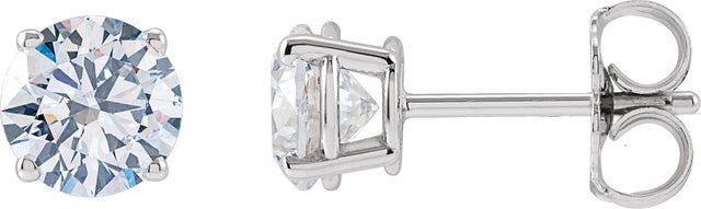 14K Gold Lab-Grown Diamond Round 4-Prong Lightweight Stud Earrings – 2.5-7.25mm Stones - White Gold