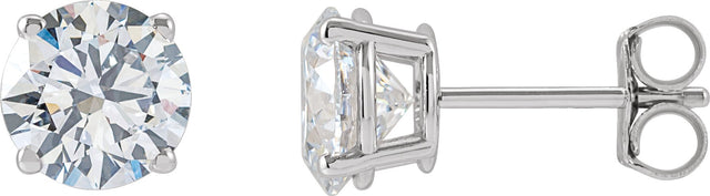 14K Gold Lab-Grown Diamond Round 4-Prong Lightweight Stud Earrings – 2.5-7.25mm Stones - White Gold